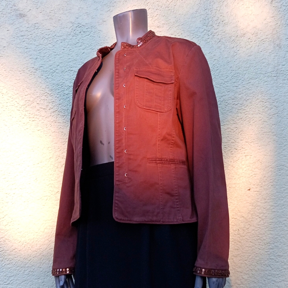 Apt 9 Ladies Army Green Military-Style Jacket W/B… - image 1